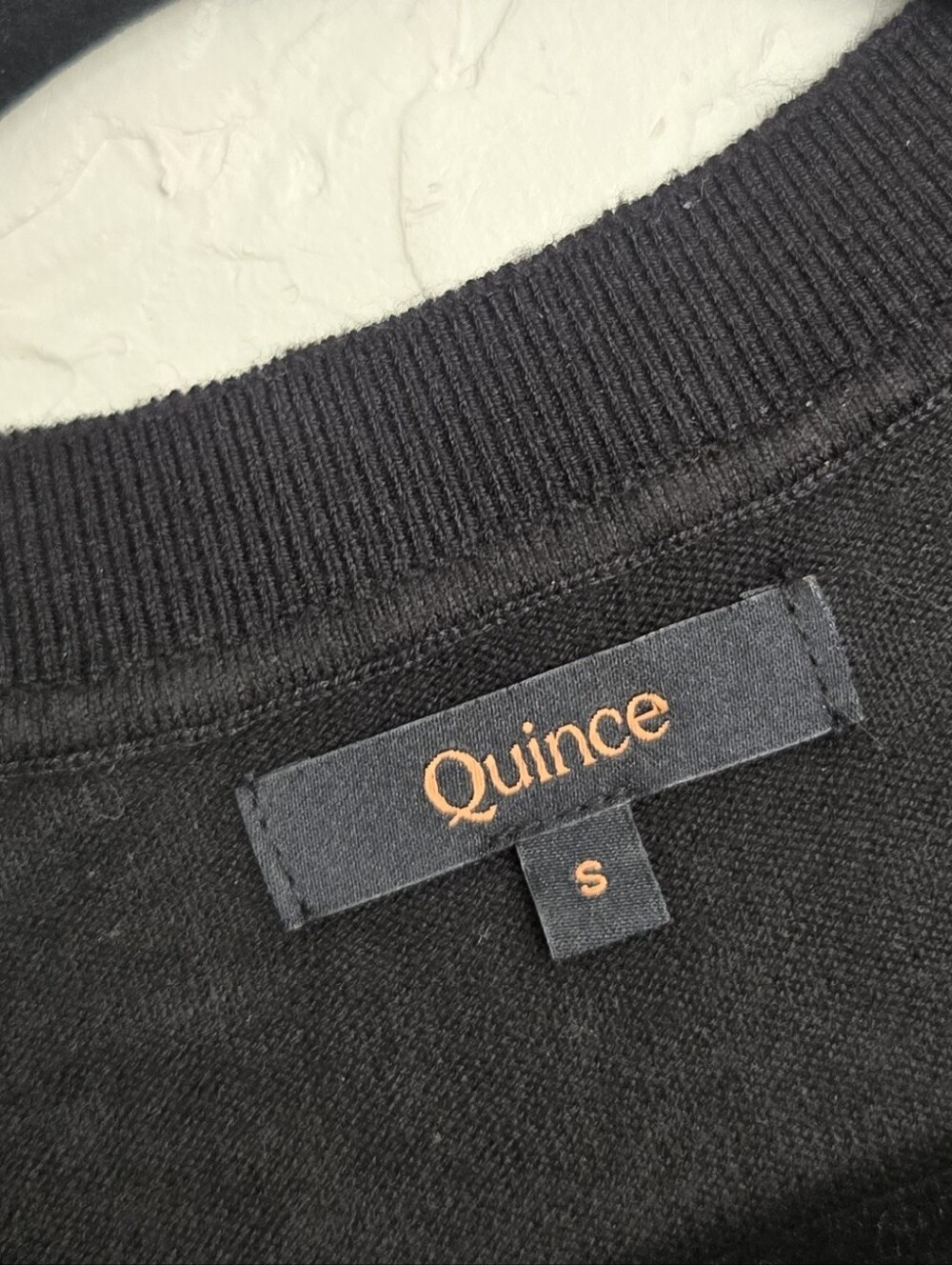 Quince Cotton Cashmere Black Crewneck Sweater, S - Picture 5 of 7